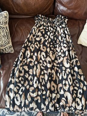 H&M Black Animal Print Smocked Maxi Dress